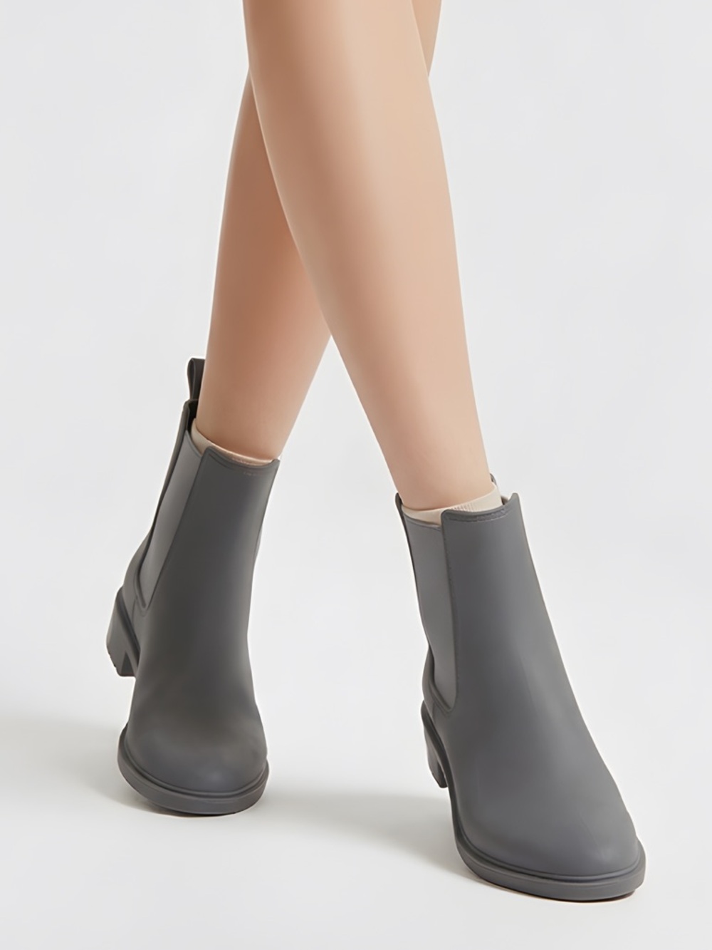 Sam Edelman Laguna Kids Waterproof Chelsea Rain Boots Grey Matte Size 5 NEW